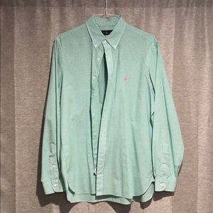 Ralph Lauren dress shirt - green with pink logo